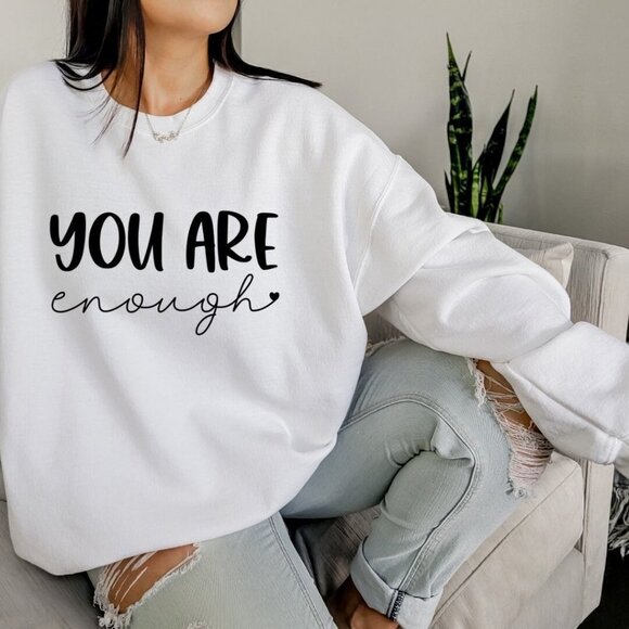 You are enough Sweatshirt, Positivity Sweatshirt, Encouragement top, Oversized S - Picture 2 of 5